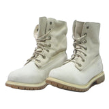 TIMBERLAND Womens 6.5 Lace-Up Leather Cream Boots Warm Lined Winter Footwear