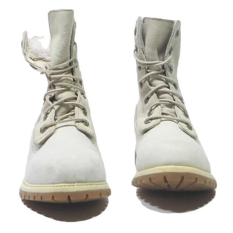 TIMBERLAND Womens 6.5 Lace-Up Leather Cream Boots Warm Lined Winter Footwear