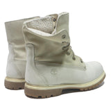 TIMBERLAND Womens 6.5 Lace-Up Leather Cream Boots Warm Lined Winter Footwear