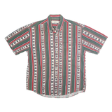 NATURAL ISSUE Mens Green & Red Patterned Shirt L Cotton Short Sleeve Button