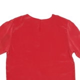 SARA STEPHEN Womens Red Top Short Sleeve Round Neck Plain M Lightweight Blouse