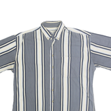NATURAL ISSUE Mens Blue & Cream Striped Button Short Sleeve Shirt M Casual