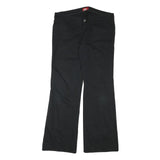 DICKIES Womens Black Cotton Blend Regular Fit Zip Trousers W34 L31 Classic