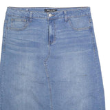 BACCINI Womens Blue Denim Straight Knee Length Woven Cotton Blend Skirt L Casual