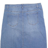BACCINI Womens Blue Denim Straight Knee Length Woven Cotton Blend Skirt L Casual
