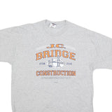 JERZEES Mens Grey L Graphic T-Shirt Short Sleeve Crew Neck Construction Print