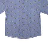 WOOLRICH Mens Blue Shirt M Cotton Blend Dog Print Casual Summer Button Shirt
