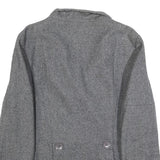 DKNY Womens Grey Wool Blend Double Breasted Jacket L Woven Button Closure
