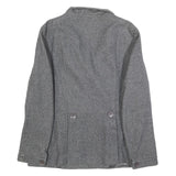 DKNY Womens Grey Wool Blend Double Breasted Jacket L Woven Button Closure