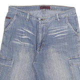 Mens Cotton Blend Blue Casual Cargo Shorts XL W32 Pocket Design Comfortable Fit