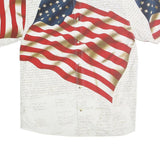 COTTON TRADERS Mens White & Red Flag Print Shirt M Unique Bold Design