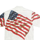COTTON TRADERS Mens White & Red Flag Print Shirt M Unique Bold Design
