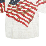 COTTON TRADERS Mens White & Red Flag Print Shirt M Unique Bold Design