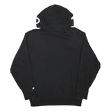 CHAMPION Mens Black Hoodie S Cotton Blend Pullover with Logo Print