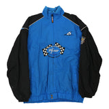 Pfizer Racing Team Checkered Flag Nascar Jacket - Large Blue Nylon