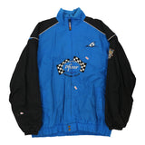 Pfizer Racing Team Checkered Flag Nascar Jacket - Large Blue Nylon