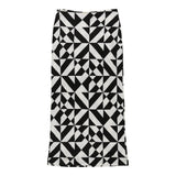 Vintage Studio Gianfranco Ferre Maxi Skirt - Medium Black & White Viscose