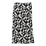 Vintage Studio Gianfranco Ferre Maxi Skirt - Medium Black & White Viscose