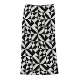 Vintage Studio Gianfranco Ferre Maxi Skirt - Medium Black & White Viscose
