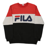 Vintage Fila Spellout Sweatshirt - Large Block Colour Cotton Blend