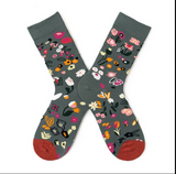 Anyfootwear 5 Pairs Size 5-9 Women Fashion Socks Combed Cotton Abstract Garden Oil Painting Print Novelty Funny Happy Crew Socks Colorful Casual Christmas Gift