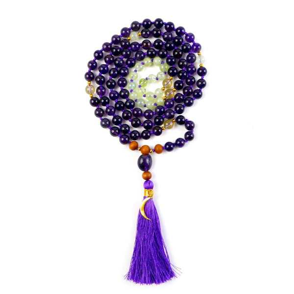 Amethyst Mala Meditation Crystal Healing Necklace by Kati Kaia