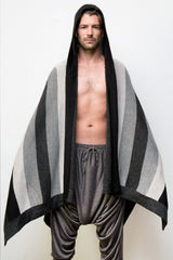 Anita Hooded Alpaca Striped Poncho