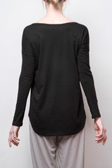 Organic Pima Cotton Long-Sleeve Tee - Black