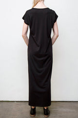 Maxi V Neck Dress - Organic Cotton - Black