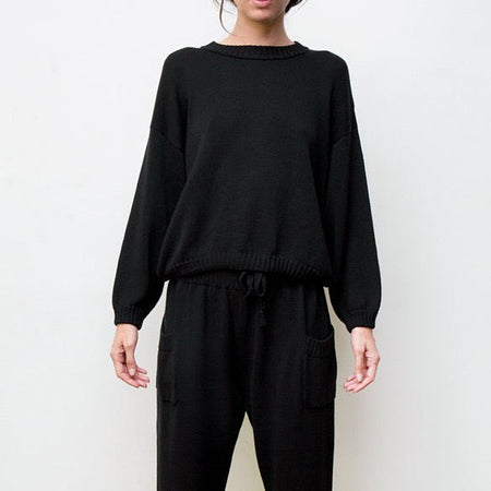 Mimi Hand-Loomed Pima Cotton Sweater - Black