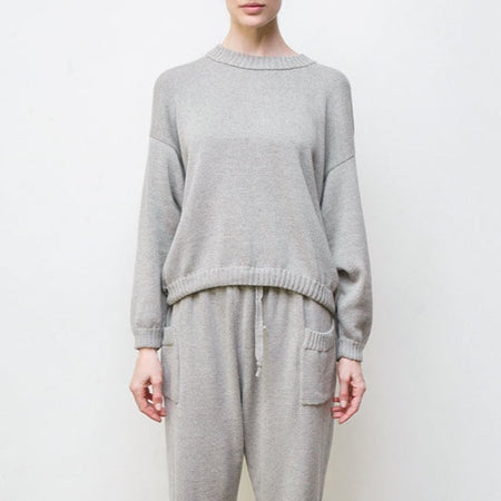 Mimi Hand-Loomed Pima Cotton Sweater - Grey