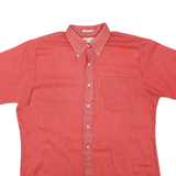 MAC PHERGUS Mens Red Striped Shirt M Button Down Collar Short Sleeve Casual