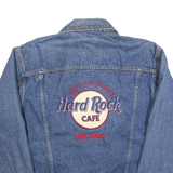 HARD ROCK CAFE Mens Blue Denim Jacket S Cotton Button Front Classic Style