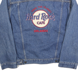 HARD ROCK CAFE Mens Blue Denim Jacket S Cotton Button Front Classic Style