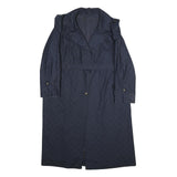 Womens Navy Blue Plain Acrylic Blend Button Jacket M Classic Regular Fit