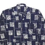 YU SHY Mens Navy Blue & White Abstract Pattern Shirt XL Long Sleeve Button