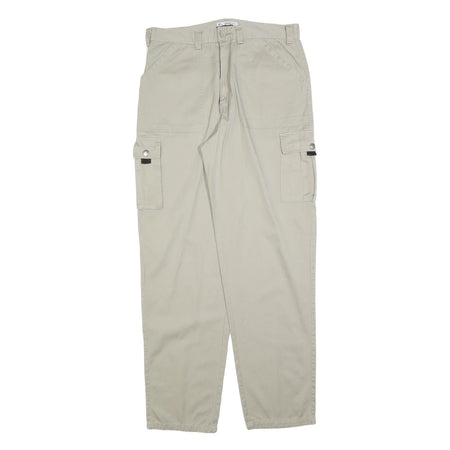 MG COMPANY Mens Cotton Blend Beige Relaxed Cargo Trousers W34 L34 Casual