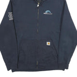 CARHARTT Mens Navy Blue A&R Solar Full Zip Hoodie L Workwear Cotton Casual