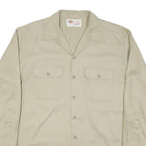 DICKIES Mens Beige Cotton Blend Long Sleeve Shirt L Workwear Utility Casual