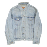 LEVI'S Womens Blue Denim Cotton Blend Button Jacket M Reversible Casual Timeless