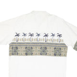 BUGLE BOY Mens White Green Tropical Print Cotton Blend Shirt L Casual Summer