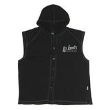 LEGAL POWER Mens Black Sleeveless Hoodie M LP Limits Graphic Button Front