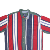 CATALINA Mens Red & Navy Striped Cotton Shirt XL Button-Down Casual Summer