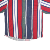 CATALINA Mens Red & Navy Striped Cotton Shirt XL Button-Down Casual Summer
