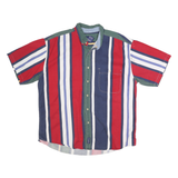 CATALINA Mens Red & Navy Striped Cotton Shirt XL Button-Down Casual Summer