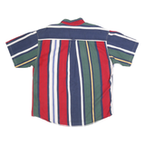 CATALINA Mens Red & Navy Striped Cotton Shirt XL Button-Down Casual Summer