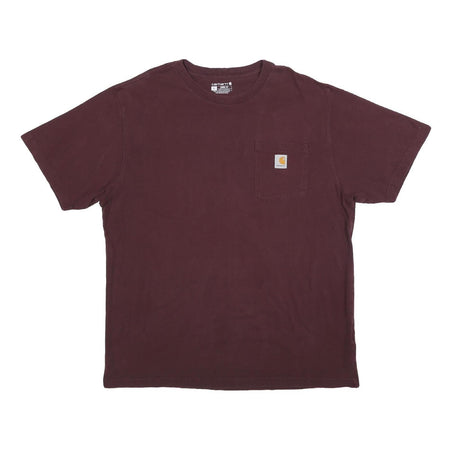 CARHARTT Mens Maroon Pocket T-Shirt L Cotton Short Sleeve Crew Neck Workwear