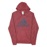 ADIDAS Mens Red Pullover Hoodie M Cotton Blend Casual Sportswear