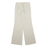 Womens Wool Blend Beige Regular Fit Wide-Leg Trousers W26 L34 Soft Comfortable