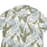 ISLAND SHORES Mens White Green Blue Silk Button Jacket 2XL Tropical Print Summer